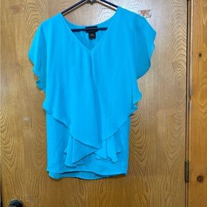 IMAN Vibrant Turquoise Layered Blouse